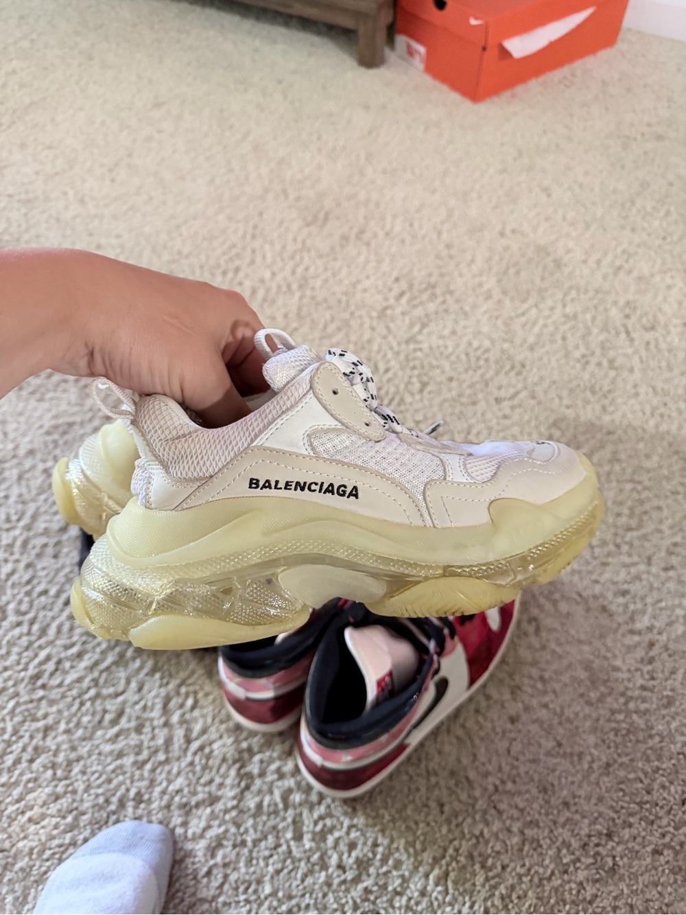 Balenciaga Triple S Trainer in Off-White with Yellow Sole - Picture 6 of 9